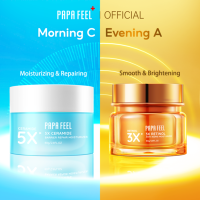 PAPA FEEL Morning C Night A 5X Ceramide Barrier Cream 3X Retinol Anti-aging Cream